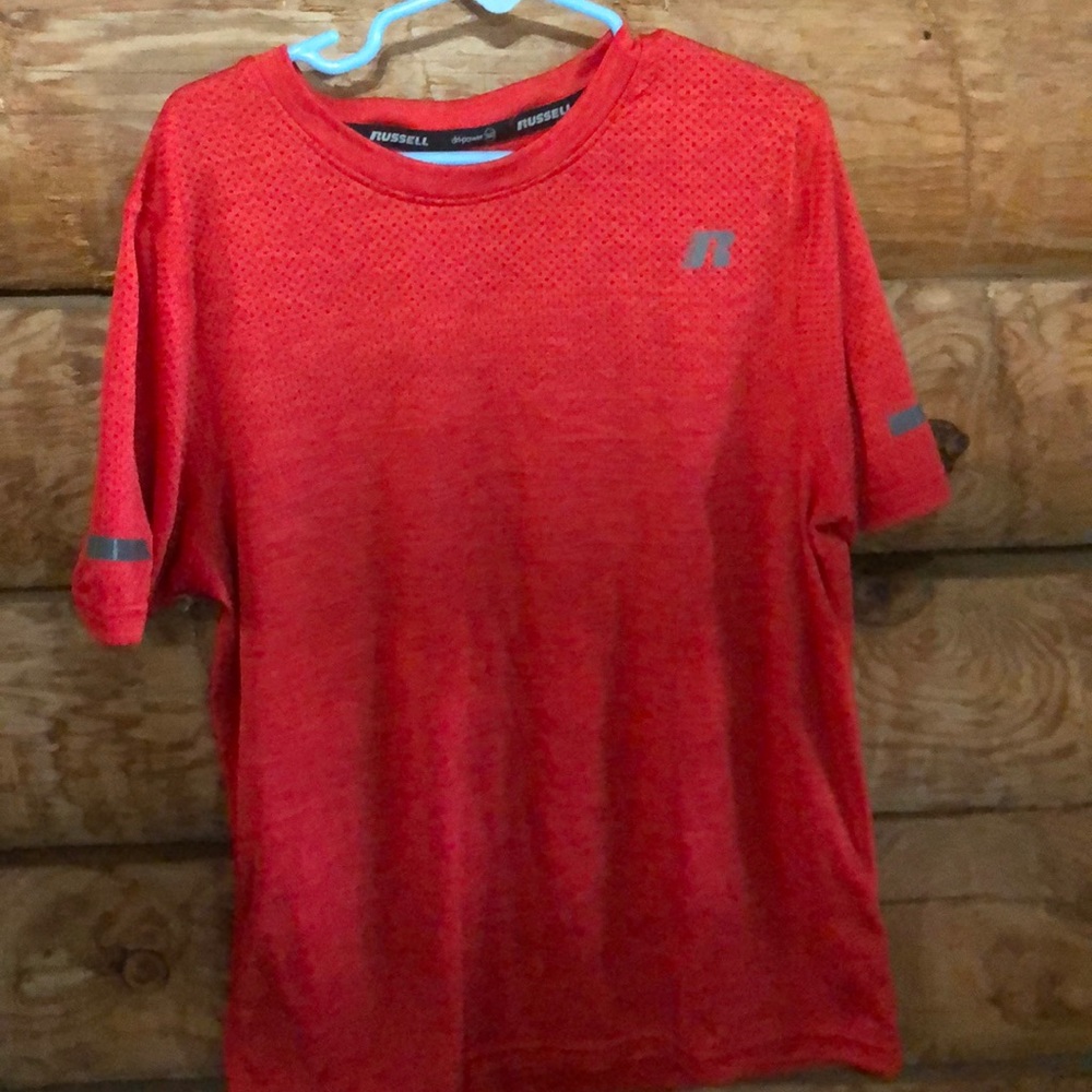 Red Russell short sleeve athletic shirt size 10/12